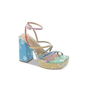 Wild Pair Womens 8.5 M Floral Bling Muze Strappy Platform Sandals NIB LY9